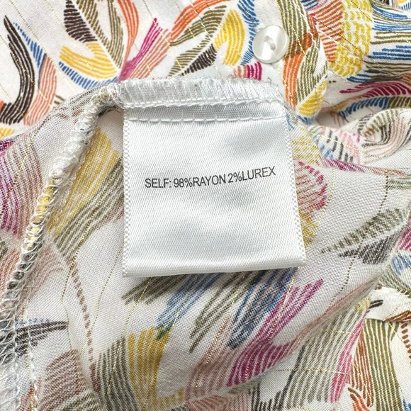 Jane + Delancey | Women | Tropical Gold Tinsel Stripe Button Up Shirt | Large - Picture 6 of 7